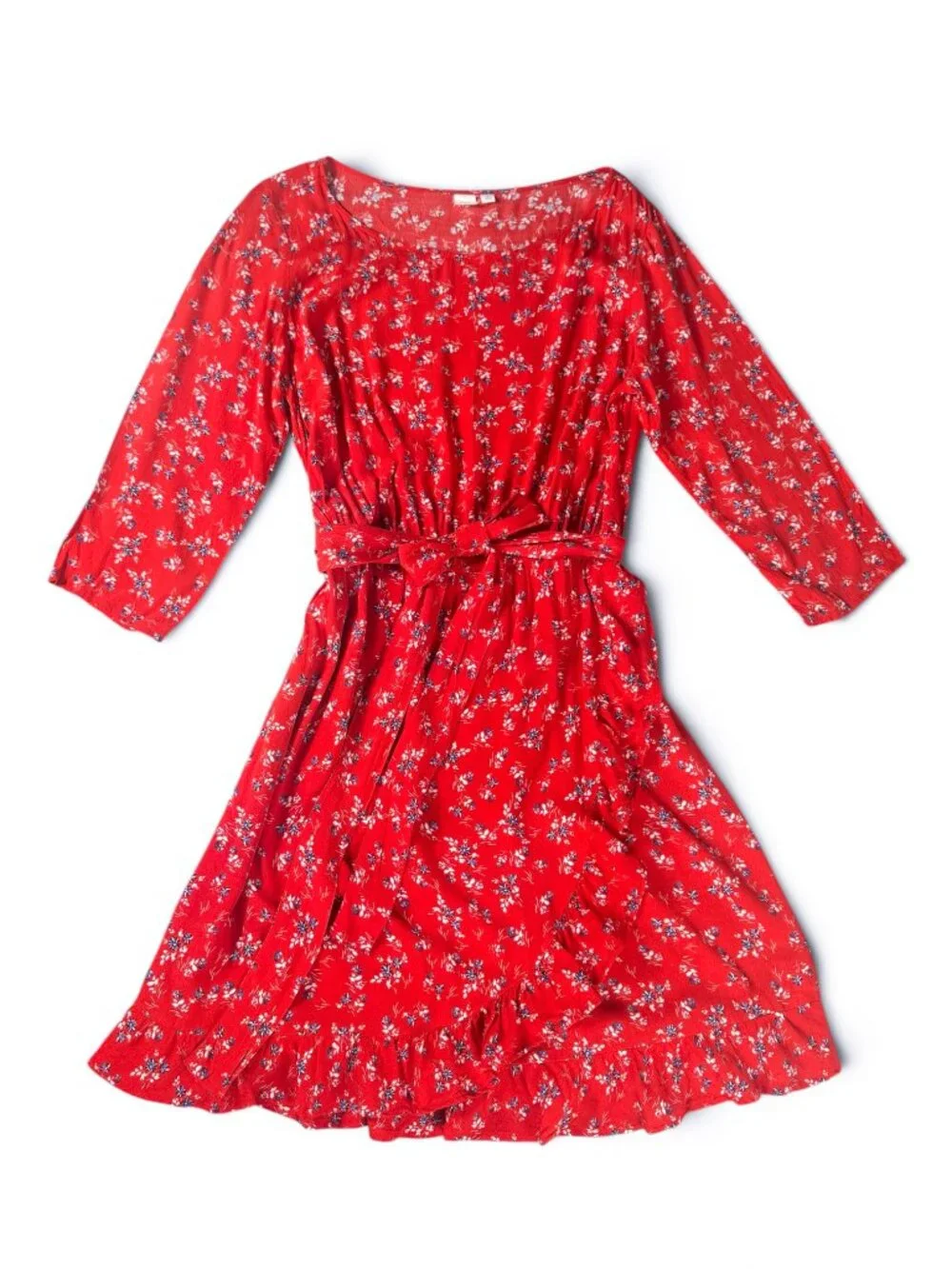 blue and white wedding guest dress Wedtrend Women Flower Ruffled High-Low A Line V-Neck Maxi Evening Dress, White Blue Flower / US4 and screen resolution Formal Dresses Fashion Nova women's pray dress Color:Red & Blue